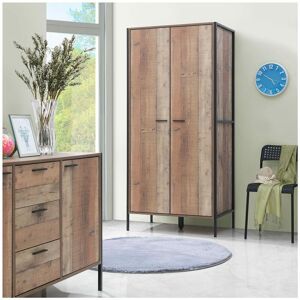 NETFURNITURE Kretin 2 Door Wardrobe Rustic Oak - Brown