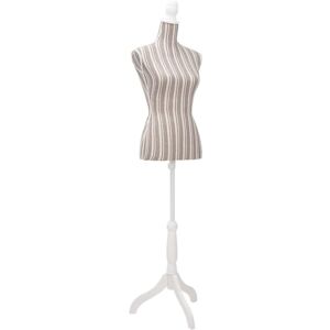 Ladies Bust Display Mannequin Linen With Stripes Vidaxl Grey