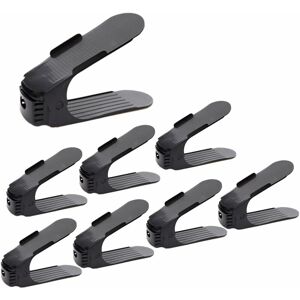 Adjustable Shoe Rack, Shoe Organizer, Space Saving, Plastic Shoe Rack Holder, 8Pcs - black - Noir - Langray