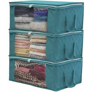 LANGRAY Pack of 3 Foldable Fabric Storage Boxes Under Bed Storage Bag for Clothes, Clothes Storage with Zipper, Used for Blankets, Clothes, 48 x 35 x 20cm