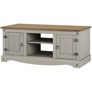 Large Corona Grey TV Stand Entertainment Unit Pine 2 Door Television Cabinet - Grey