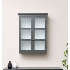 MELODY MAISON Large Grey Reeded Glass Wall Cabinet - Grey