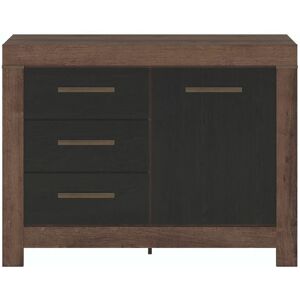 IMPACT FURNITURE Large Sideboard Cabinet Unit Dark Oak Black Effect Drawer Storage Cupboard Balin - Dark Oak Finish / Black