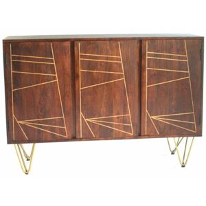 VERTYFURNITURE Large Sideboard with 3 Doors Dallas Dark Mango - Dark Wood