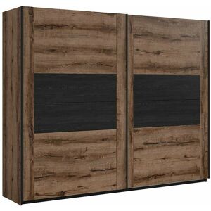 IMPACT FURNITURE Large Sliding Door Wardrobe Oak Black Storage Bedroom Furniture 270cm Luxury Kassel - Oak Finish / Black