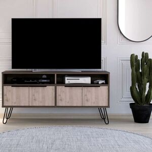 MELROSE Large tv Stand 4 Door Entertainment Cabinet 2 Shelves Dark Grey Oak Finish - Grey