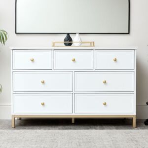 Melody Maison - Large 7 Drawer Chest of Drawers - Aisby White Range - White, Gold