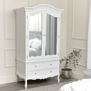 MELODY MAISON Large White Mirrored Wardrobe - Victoria Range - White