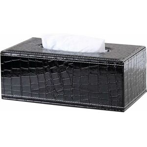 HOOPZI Leather Tissue Box for Home, Office and Car (Black Croco)