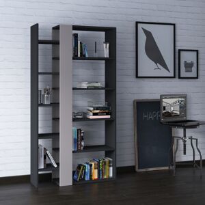 Lift Modern Bookcase Display Unit Anthracite Grey Mocha Grey Tall 150.5cm - Anthracite Grey - Decortie