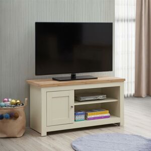 TIMBER ART DESIGN UK Lisbon Small tv Unit Cabinet Stand Media 1 Door 2 Shelf 99cm Cream Oak - Cream