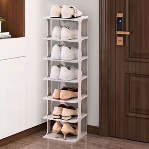 LIVINGANDHOME 6 Tier Off White Plastic Shoe Rack