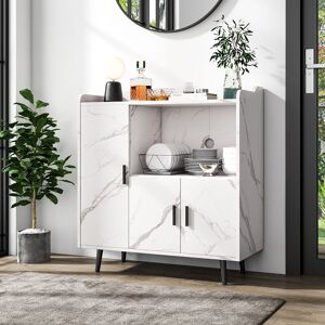 Livingandhome - Contemporary Home Sideboard Cabinet with Storage, White