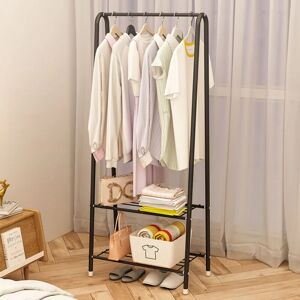 Livingandhome - Freestanding Metal Clothing Rack with 2 Tier Wire Shelf