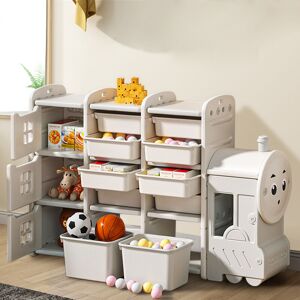 LIVINGANDHOME Gray Cute Toys Big Storage Rack for Kids Floor Standing Bus
