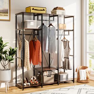 LIVINGANDHOME Large Freestanding Clothing Rack with Storage Shelves