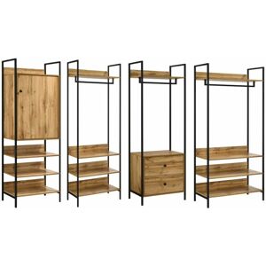 NETFURNITURE Cahra 4 Piece Bedroom Furniture Set Open Wardrobes Oak - Oak