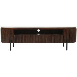 VERTY FURNITURE Luxor Mango Wood Large Tv Stand With Marble Top & Metal Legs