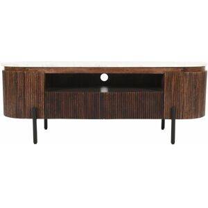 VERTY FURNITURE Luxor Mango Wood Tv Cabinet With Marble Top & Metal Legs