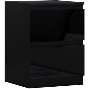 IQGB Maldon 2 Drawer Bedside Cabinet - Black Gloss Drawer Fronts - Black Gloss