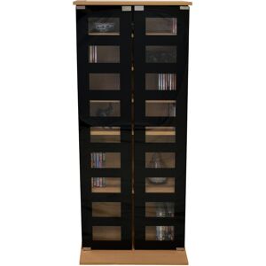 WATSONS MANHATTAN - Black Glass 344 CD / 128 DVD / Blu-ray / Media Storage Shelves - Beech / Black