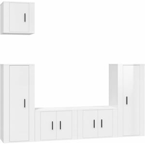 BERKFIELD HOME Mayfair 5 Piece tv Cabinet Set High Gloss White Engineered Wood