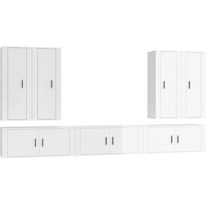 BERKFIELD HOME Mayfair 7 Piece tv Cabinet Set High Gloss White Engineered Wood