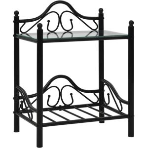 Berkfield Home - Mayfair Bedside Tables 2pcs Steel and Tempered Glass 45x30.5x60cm Black