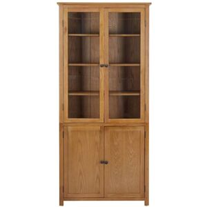 BERKFIELD HOME Mayfair Bookcase with 4 Doors 90x35x200 cm Solid Oak Wood and Glass