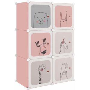 BERKFIELD HOME Mayfair Cube Storage Cabinet for Kids with 6 Cubes Pink pp