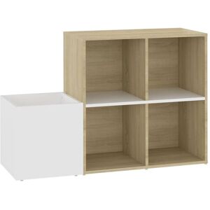 BERKFIELD HOME Mayfair Hall Shoe Cabinet White and Sonoma Oak 105x35.5x70 cm Engineered Wood