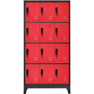 BERKFIELD HOME Mayfair Locker Cabinet Anthracite and Red 90x45x180 cm Steel