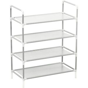 BERKFIELD HOME Mayfair Shoe Rack with 4 Shelves Metal and Non-woven Fabric Silver