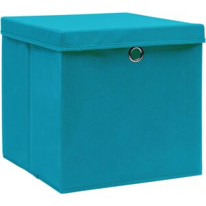 BERKFIELD HOME Mayfair Storage Boxes with Lids 10 pcs Baby Blue 32x32x32 cm Fabric