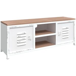 BERKFIELD HOME Mayfair tv Cabinet White 110x30x40 cm Iron and Solid Wood Fir