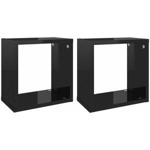 Berkfield Home - Mayfair Wall Cube Shelves 2 pcs High Gloss Black 26x15x26 cm