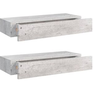 Berkfield Home - Mayfair Wall Drawer Shelves 2 pcs Concrete Grey 60x23.5x10cm mdf