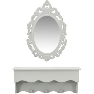 Berkfield Home - Mayfair Wall Shelf Set for Keys&Jewelery with Mirror and Hooks Grey