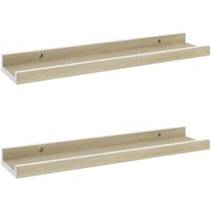 Berkfield Home - Mayfair Wall Shelves 2 pcs White and Sonoma Oak 40x9x3 cm