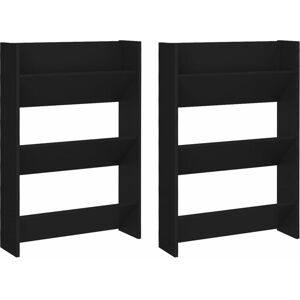 BERKFIELD HOME Mayfair Wall Shoe Cabinets 2 pcs Black 60x18x90 cm Engineered Wood