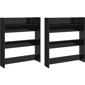 BERKFIELD HOME Mayfair Wall Shoe Cabinets 2 pcs High Gloss Black 80x18x90cm Engineered Wood