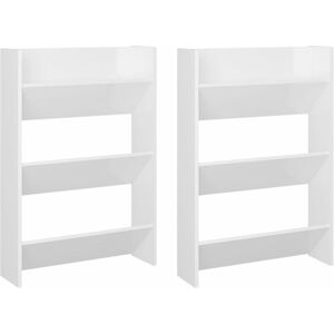 BERKFIELD HOME Mayfair Wall Shoe Cabinets 2 pcs High Gloss White 60x18x90cm Engineered Wood