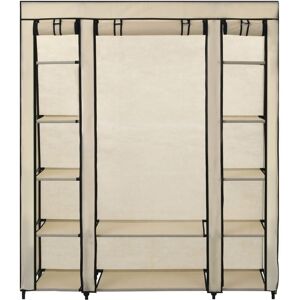 BERKFIELD HOME Mayfair Wardrobe with Compartments and Rods Cream 150x45x176 cm Fabric