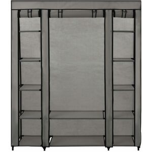 BERKFIELD HOME Mayfair Wardrobe with Compartments and Rods Grey 150x45x176 cm Fabric