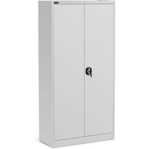 FROMM & STARCK Metal Office Cabinet Storage Cupboard Steel Lock 4 Shelves 180cm Tall Grey