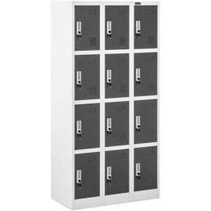 FROMM & STARCK Metal Storage Locker Steel Locker Metal Cabinet 12 Compartments 24 Keys Grey