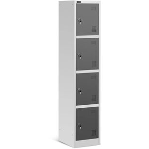 FROMM & STARCK Metal Storage Locker Steel Locker Metal Cabinet 185cm Tall 4 Compartments Grey