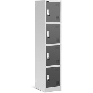 FROMM & STARCK Metal Storage Locker Steel Locker Metal Cabinet Tall 4 Compartments 8 Keys Grey