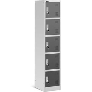 FROMM & STARCK Metal Storage Locker Steel Locker Metal Cabinet Tall 5 Compartments 10 Keys Grey