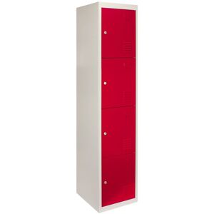 Monster Shop - MonsterShop Metal Lockers 4 Door Storage, Flatpack Blue & Grey - Red